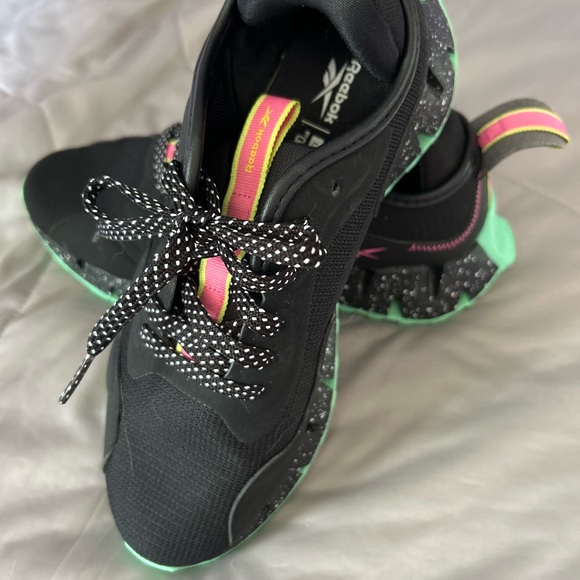 Reebok Shoes - Reebok retro style Black Sneakers with Neon Pink and Mint Accents